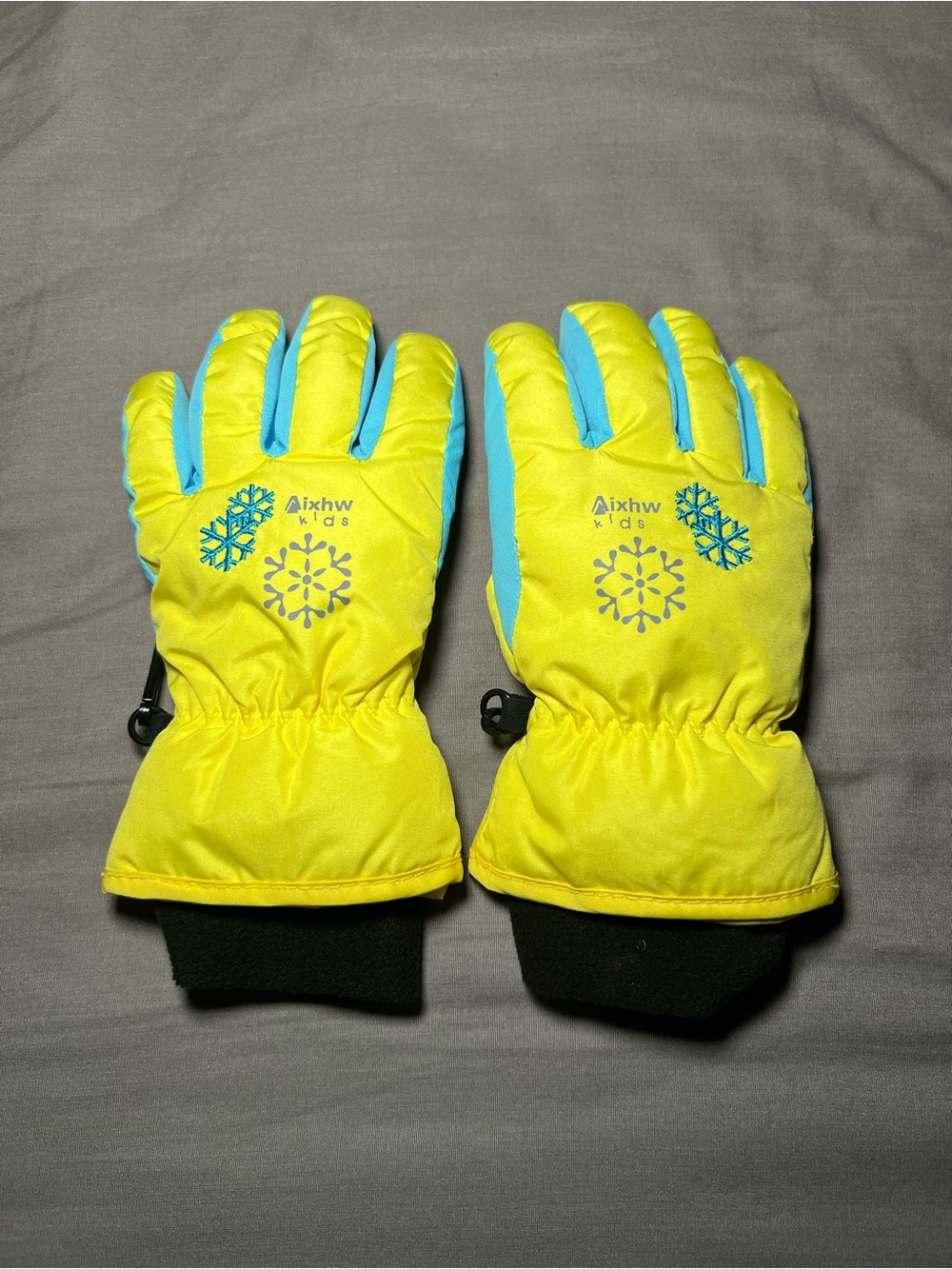 Aixhw Kids Bright Yellow & Blue Snow Gloves